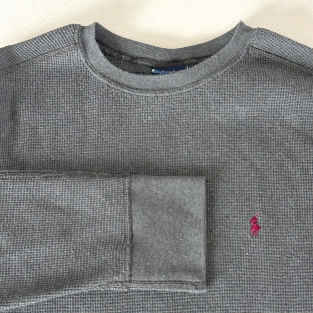 Polo Ralph Lauren Thermal‎ Shirt Mens XL Gray Waffle Knit Sleepwear Classic Cozy